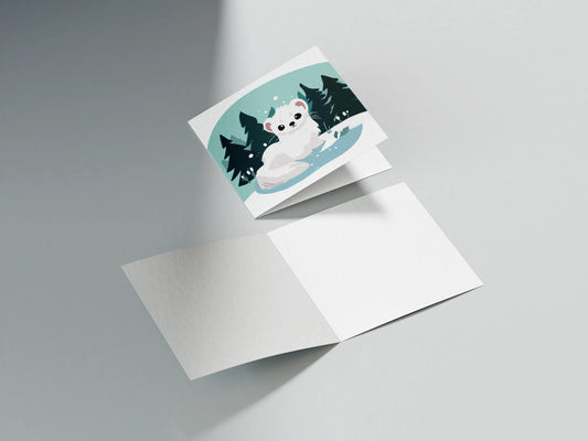 Carte de voeux "Une Hermine en hiver"