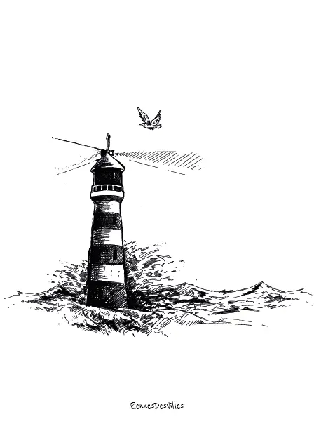 Affiche "Le phare crayonné"