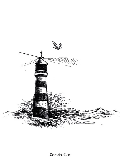 Affiche "Le phare crayonné"