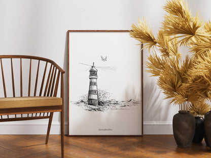 Affiche "Le phare crayonné"